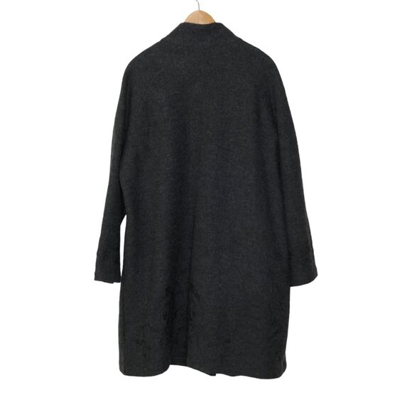 NWT Nanette Lepore 2XL 100% Wool Gray Embroidered Unlined Knee Length Coat - Picture 3 of 16